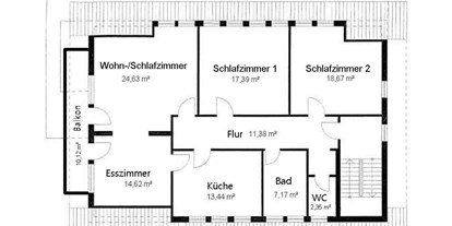 Monteurwohnung - Baiersbronn - Grundriß - Business Apartment Aida, 6 Personen, Einzelbetten