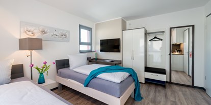Monteurwohnung - Worms - Schickes 1-Raum-Apartment mit Schlafzimmer, Küche und Bad - Apartmenthaus & Ferienwohnungen Horster
