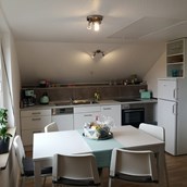Monteurwohnung: Küche und Wohnbereich im Monteurzimmer Spessart-T-Raum in Triefenstein. - Spessart-T-Raum - Monteurzimmer