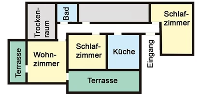 Monteurwohnung - Kühlschrank - PLZ 94579 (Deutschland) - Grundriss der Ferienwohnung - Ferienhaus zur Weinlaube 