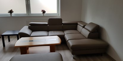 Monteurwohnung - Waschmaschine - Einbeck - Wohnzimmer mit Couch in der Monteurwohnung in Delligsen. - Monteurzimmer Delligsen