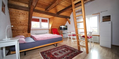 Monteurwohnung - Bettwäsche: Bettwäsche inklusive - Region Bodensee - Schlafzimmer - Rustikales Zimmer