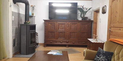 Monteurwohnung - Hund erlaubt - Alt Sührkow - Wohnzimmer mit Satellitenfernsehen - Wohnung voll ausgestattet im Gutshaus Alt Krassow