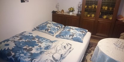 Monteurwohnung - Kühlschrank - PLZ 58097 (Deutschland) - Wohnzimmer, ausklappbares Schlafsofa 1 - Ferienwohnung Pulst