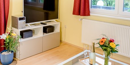 Monteurwohnung - Einzelbetten - Oberösterreich - Wohnzimmer mit Smart TV - Netflix - Ferienwohnung Mountain View 1