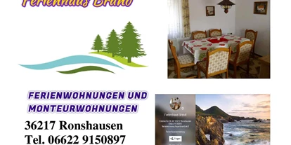 Monteurwohnung - Art der Unterkunft: Ferienwohnung - PLZ 36214 (Deutschland) - Telefon Nummer - Ferienhaus Brand