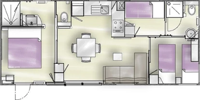 Monteurwohnung - Zimmertyp: Doppelzimmer - Teunz - Grundriss - Komfortables Mobilheim am See mit Whirlpool (WA101)