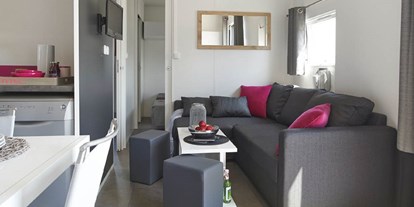 Monteurwohnung - Kühlschrank - PLZ 92445 (Deutschland) - Wohnzimmer - Smartes Mobilheim am See mit Whirlpool (WA102)