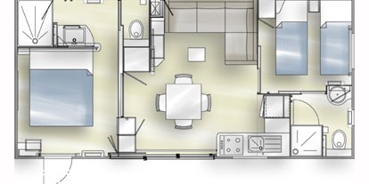 Monteurwohnung - Küche: eigene Küche - PLZ 92445 (Deutschland) - Grundriss - Modernes Mobilheim mit Fass-Sauna und Whirlpool (WA104)