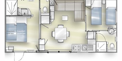 Monteurwohnung - Badezimmer: eigenes Bad - Stulln - Grundriss - Gemütliches Mobilheim am See (WA105)