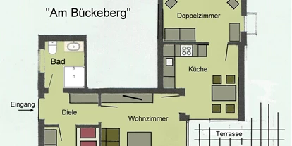 Monteurwohnung - Bettwäsche: Bettwäsche inklusive - Hehlen Brökeln - Raumaufteilung - Ferienwohnung "Am Bückeberg" direkt in Emmerthal