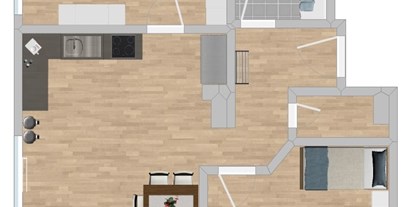 Monteurwohnung - Küche: eigene Küche - Rieden (Amberg-Sulzbach) - Grundriss, Raumplan - Moderne Monteurwohnung / Übergangswohnung (SAD191)
