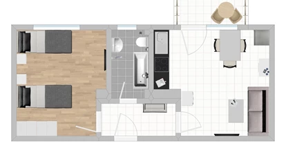 Monteurwohnung - Zimmertyp: Mehrbettzimmer - Grundriss, Raumplan - Kleine Monteurwohnung mit Balkon (SAD153)