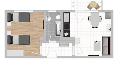 Monteurwohnung - Küche: eigene Küche - PLZ 92442 (Deutschland) - Grundriss, Raumplan - Kleine Monteurwohnung mit Balkon (SAD153)