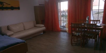 Monteurwohnung - Hund erlaubt - PLZ 8585 (Schweiz) - Wohnzimmer mit Schlafsofa und Bett - Elena Becker