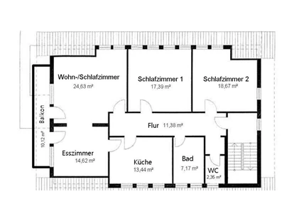 Monteurwohnung - Art der Unterkunft: Apartment - Baden-Württemberg - Grundriß - Business Apartment Aida, 6 Personen, Einzelbetten