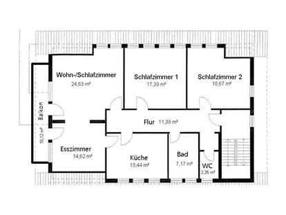 Monteurwohnung - TV - PLZ 72226 (Deutschland) - Grundriß - Business Apartment Aida, 6 Personen, Einzelbetten
