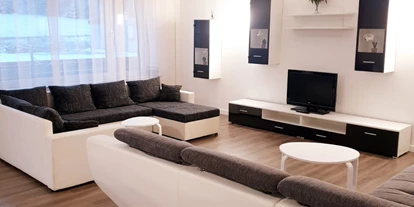 Monteurwohnung - Zimmertyp: Mehrbettzimmer - Grosser Wohn/Essbereich.  Mit 2 großen Tischen und 10 bequemen Stühlen. Wohnbereich mit TV und WLAN  - Monteurwohnung-Nieheim 