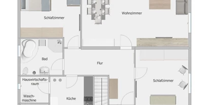 Monteurwohnung - Zimmertyp: Mehrbettzimmer - Niedersachsen - Grundriss EG - Ferienwohnung Vor der Rodau