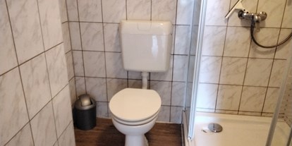 Monteurwohnung - Badezimmer: eigenes Bad - Senftenberg Hörlitz - WC mit Dusche - Dachsloch