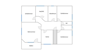 Monteurwohnung - Zimmertyp: Doppelzimmer - Niedersachsen - Grundrissplan - Ferienwohnung-Nickel, Niemetal