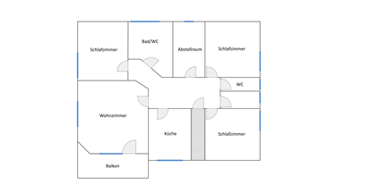 Monteurwohnung - Zimmertyp: Doppelzimmer - Trendelburg - Grundrissplan - Ferienwohnung-Nickel, Niemetal