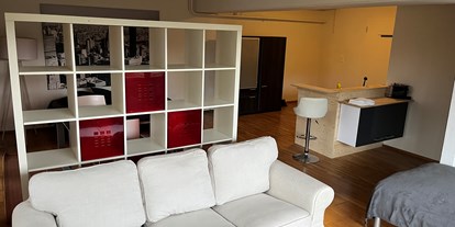 Monteurwohnung - Art der Unterkunft: Pension - Zürich - Wohnzimmer mit Couch - Studio für 1 bis 2 Personen mit eigener Küche