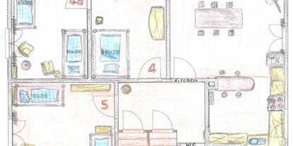 Monteurwohnung - Küche: Gemeinschaftsküche - Schmiedrued - Grundriss Obergeschoss - Ihr Quartier - im südlichen Aargau, mitten in der Schweiz