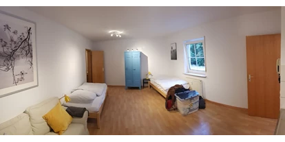 Monteurwohnung - Küche: eigene Küche - Bissersheim - Blick in den Wohn-/ Schlafraum - Appartement Ludwigshafen-Maudach 