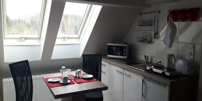 Monteurwohnung - TV - Stücken - Küchenzeile im Wohnzimmer - Ferienwohnung Stadtrandsiedlung