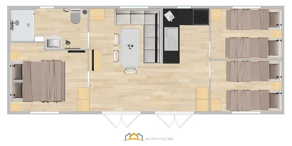 Monteurwohnung - Zimmertyp: Doppelzimmer - Teunz - Grundriss - Mobilheim mit Sauna und Whirlpool (WA103)