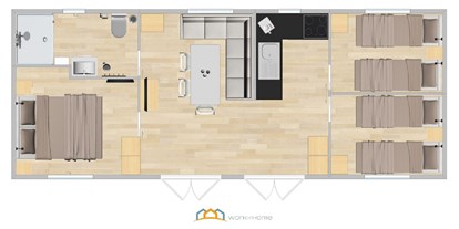 Monteurwohnung - Zimmertyp: Einzelzimmer - Ostbayern - Grundriss - Mobilheim mit Sauna und Whirlpool (WA103)
