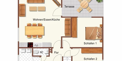 Monteurwohnung - Küche: Gemeinschaftsküche - Trennewurth - Grundriss Erdgeschoss - Hus Möwenschiet 2-8 Pers.