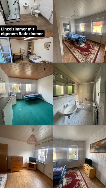 Monteurzimmer - Die Wohnung verfügt über 3 Schlafzimmer sowie ein seperates Zimmer mit eigener Küchenzeile und eigenem Badezimmer - Zimmervermietung Glock 