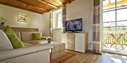 Monteurwohnung - Zimmertyp: Doppelzimmer - Chiemsee - Wohnzimmer der Ferienwohnung Traunblick - Ferienwohnungen und Apartments Zunhammer