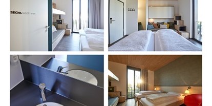 Monteurwohnung - Einzelbetten - PLZ 8255 (Schweiz) - Kategorie TEAM (günstigste Zimmerkategorie ohne TC (nur Waschbecken im Zimmer, Einzel Duschkabinen + WC auf gleicher Etage) für 1-4 Pers.  - Radhotel am Gleis