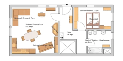 Monteurwohnung - Bettwäsche: Bettwäsche inklusive - PLZ 96450 (Deutschland) - Doppelbett auch als 2x Einzelbett - FeWo-Lautertal