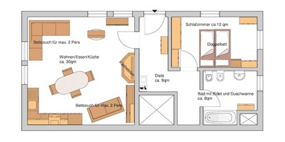 Monteurwohnung - Küche: eigene Küche - PLZ 96476 (Deutschland) - Doppelbett auch als 2x Einzelbett - FeWo-Lautertal