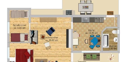 Monteurwohnung - Küche: eigene Küche - Groß Kreutz - Skizze Grundriss - Ferienhaus Joey