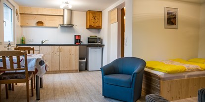 Monteurwohnung - Kühlschrank - Das Apartment befindet sich im Erdgeschoss und ist  für eine Einzelperson oder für max 2 Personen - Gästehaus Sinzig