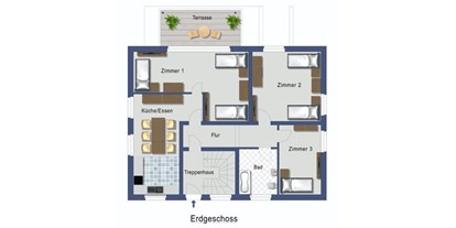 Monteurwohnung - Art der Unterkunft: Gästezimmer - Neuss - Grundriss Erdgeschoss - Gästehaus Fassbender