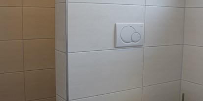 Monteurwohnung - Kühlschrank - Friedberg (Landkreis Aichach-Friedberg) - WC, dahinter die Dusche mit beleuchteter Nische zum Abstellen von Pflegemitteln, Seife, Duschgel usw, - Monty