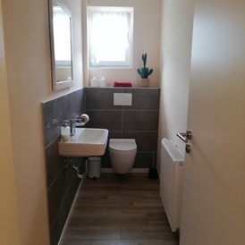 Monteurzimmer: Gäste-WC in der Monteurwohnung Spessart-T-Raum in Triefenstein. - Spessart-T-Raum - Monteurzimmer