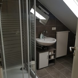 Monteurzimmer: Badezimmer  mit Dusche in der Monteurwohnung Spessart-T-Raum in Triefenstein. - Spessart-T-Raum - Monteurzimmer