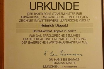 Monteurzimmer: Urkunde Hotel-Gasthof Dippold - Heinrich Dippold