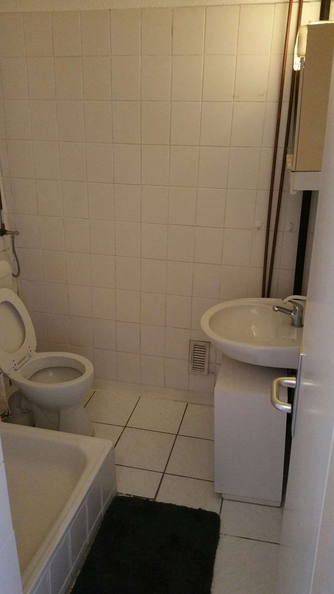 Monteurzimmer: Duschbad, Handwaschbecken und WC - Apartment 53 in der  7. Etage