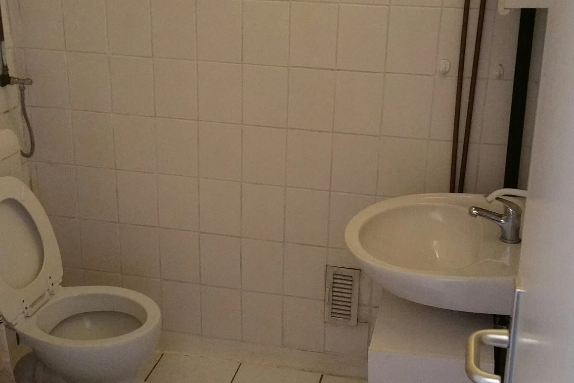 Monteurzimmer: Duschbad, Handwaschbecken und WC - Apartment 53 in der  7. Etage