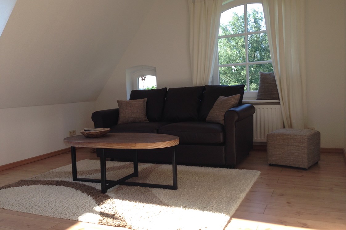 Monteurzimmer: Wohnzimmer, Sofa mit ausklappbarem Lattenrost und Matratze 140 x 200 cm - Mo-Wo Lübeck / Ratzeburg / Wismar mit kompl. Küche für 4 Personen 