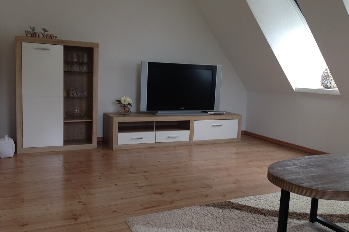 Monteurzimmer: Wohnzimmer mit TV - Mo-Wo Lübeck / Ratzeburg / Wismar mit kompl. Küche für 4 Personen 