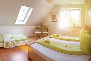 Monteurzimmer: Schlafzimmer Wohnung 2 mit Doppelbett und Einzelbett - Aktiv-Ferien-Dresden